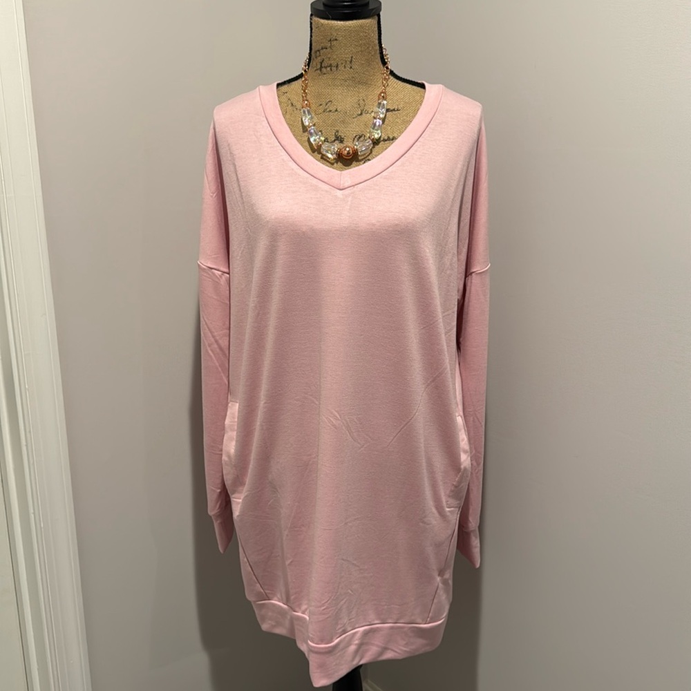 NWT Zenana Long Sleeve T- Shirt Style Dress with Pockets
